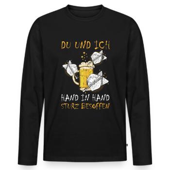 Bier Darts Verein Bar Verein Hand in Hand besoffen - Männer Premium Bio Langarmshirt - Schwarz - Vorne - Nico (187cm)
