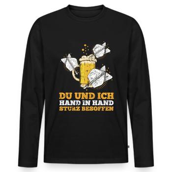 Bier Darts Verein Bar Verein Hand in Hand besoffen - Männer Premium Bio Langarmshirt - Schwarz - Vorne - Nico (187cm)