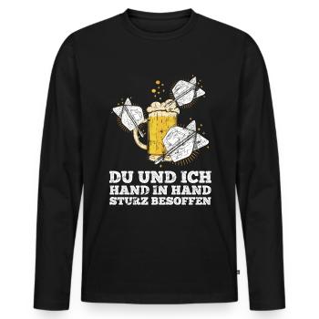 Bier Darts Verein Bar Verein Hand in Hand besoffen - Männer Premium Bio Langarmshirt - Schwarz - Vorne - Nico (187cm)
