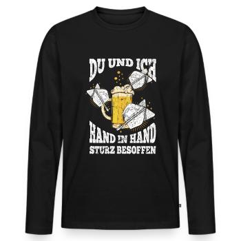 Bier Darts Verein Bar Verein Hand in Hand besoffen - Männer Premium Bio Langarmshirt - Schwarz - Vorne - Nico (187cm)