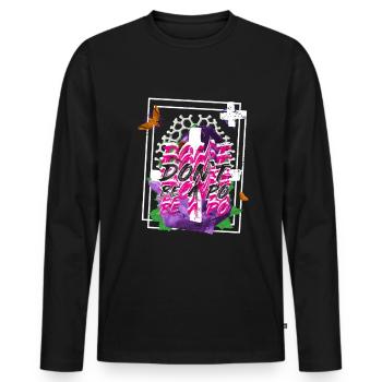 Be human Respekt Abstrakt Vaporwave Trance - Männer Premium Bio Langarmshirt - Schwarz - Vorne - Nico (187cm)