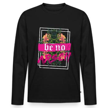 Be human Respekt Abstrakt Vaporwave Trance - Männer Premium Bio Langarmshirt - Schwarz - Vorne - Nico (187cm)