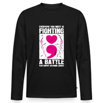 Santé mentale Dépression Motivation Anxiété Rêve - T-shirt manches longues Premium bio Homme - noir - Devant - Nico (187cm)