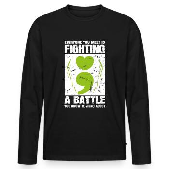 Santé mentale Dépression Motivation Anxiété Rêve - T-shirt manches longues Premium bio Homme - noir - Devant - Nico (187cm)