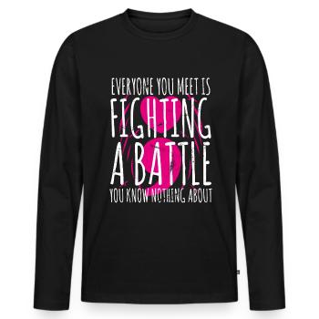 Santé mentale Dépression Motivation Anxiété Rêve - T-shirt manches longues Premium bio Homme - noir - Devant - Nico (187cm)