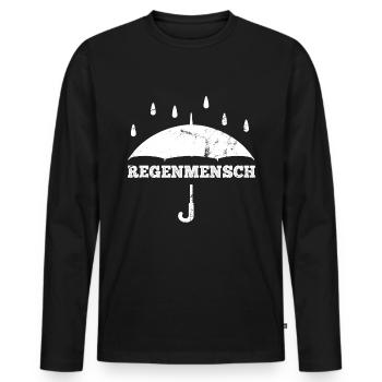 Regenmensch Natur Wald Regen Herbst Laub Outdoor - Männer Premium Bio Langarmshirt - Schwarz - Vorne - Nico (187cm)