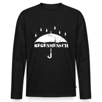Regenmensch Natur Wald Regen Herbst Laub Outdoor - Männer Premium Bio Langarmshirt - Schwarz - Vorne - Nico (187cm)
