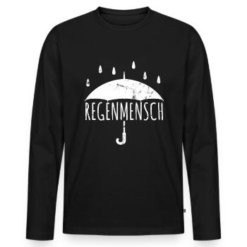 Regenmensch Natur Wald Regen Herbst Laub Outdoor - Männer Premium Bio Langarmshirt - Schwarz - Vorne - Nico (187cm)