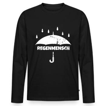Regenmensch Natur Wald Regen Herbst Laub Outdoor - Männer Premium Bio Langarmshirt - Schwarz - Vorne - Nico (187cm)