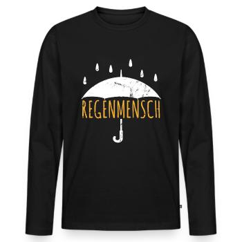 Regenmensch Natur Wald Regen Herbst Laub Outdoor - Männer Premium Bio Langarmshirt - Schwarz - Vorne - Nico (187cm)