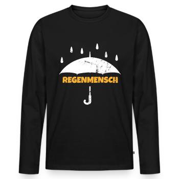 Regenmensch Natur Wald Regen Herbst Laub Outdoor - Männer Premium Bio Langarmshirt - Schwarz - Vorne - Nico (187cm)