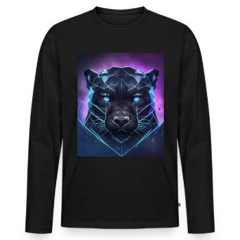 Polygone de panthère géométrique abstrait mystique - T-shirt manches longues Premium bio Homme - noir - Devant - Nico (187cm)
