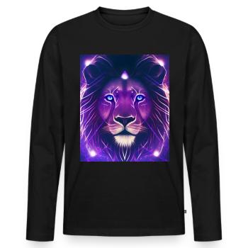 Geometric Leo Polygon Abstract Mystical - Men's Premium Organic Long Sleeve Shirt - black - Front - Nico (187cm)