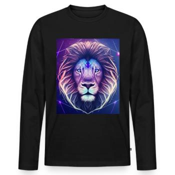 Geometric Leo Polygon Abstract Mystical - Men's Premium Organic Long Sleeve Shirt - black - Front - Nico (187cm)