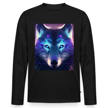 Nature géométrique Trance Polygone Abstrait Mystique - T-shirt manches longues Premium bio Homme - noir - Devant - Nico (187cm)