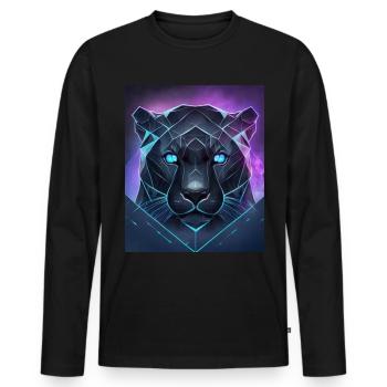 Nature géométrique Trance Polygone Abstrait Mystique - T-shirt manches longues Premium bio Homme - noir - Devant - Nico (187cm)