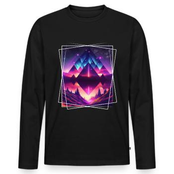 Nature géométrique Trance Polygone Abstrait Mystique - T-shirt manches longues Premium bio Homme - noir - Devant - Nico (187cm)