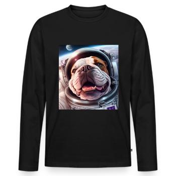bouledogue, astronaute, chien, espace extra-atmosphérique - T-shirt manches longues Premium bio Homme - noir - Devant - Nico (187cm)