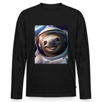 Faultier Astronaut Space Weltall Weltraum - Männer Premium Bio Langarmshirt - Schwarz - Vorne - Nico (187cm)