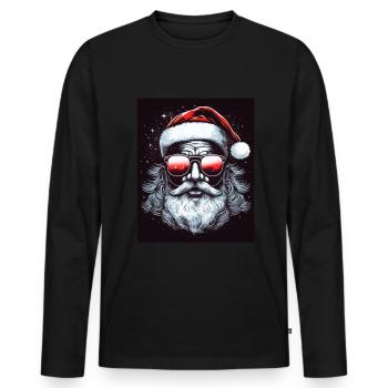 Christmas Neon Bodybuilding Sunglasses Muscles - Men's Premium Organic Long Sleeve Shirt - black - Front - Nico (187cm)