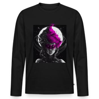Maléfique Vieille Femme Horreur Gothique Horreur Sorcière Abstrait - T-shirt manches longues Premium bio Homme - noir - Devant - Nico (187cm)