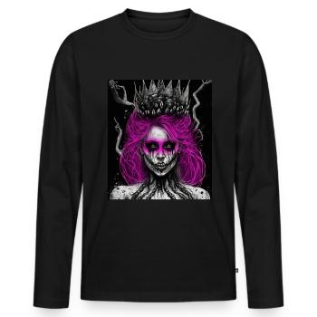 Maléfique Vieille Femme Horreur Gothique Horreur Sorcière Abstrait - T-shirt manches longues Premium bio Homme - noir - Devant - Nico (187cm)