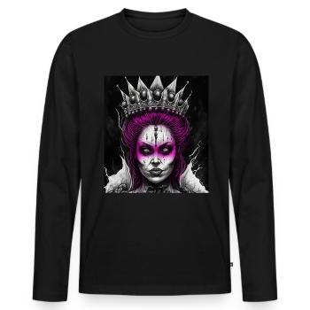 Maléfique Vieille Femme Horreur Gothique Horreur Sorcière Abstrait - T-shirt manches longues Premium bio Homme - noir - Devant - Nico (187cm)