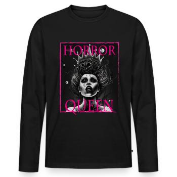 Maléfique Vieille Femme Horreur Gothique Horreur Sorcière Abstrait - T-shirt manches longues Premium bio Homme - noir - Devant - Nico (187cm)