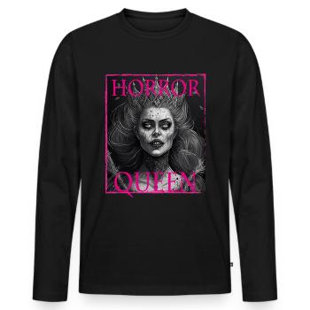 Maléfique Vieille Femme Horreur Gothique Horreur Sorcière Abstrait - T-shirt manches longues Premium bio Homme - noir - Devant - Nico (187cm)