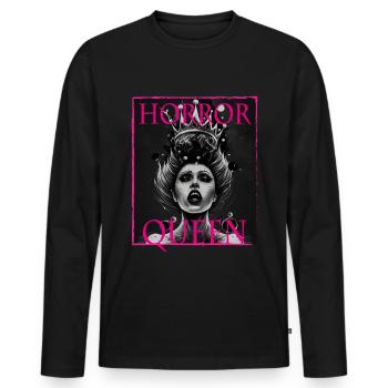 Maléfique Vieille Femme Horreur Gothique Horreur Sorcière Abstrait - T-shirt manches longues Premium bio Homme - noir - Devant - Nico (187cm)