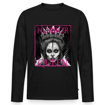 Maléfique Vieille Femme Horreur Gothique Horreur Sorcière Abstrait - T-shirt manches longues Premium bio Homme - noir - Devant - Nico (187cm)