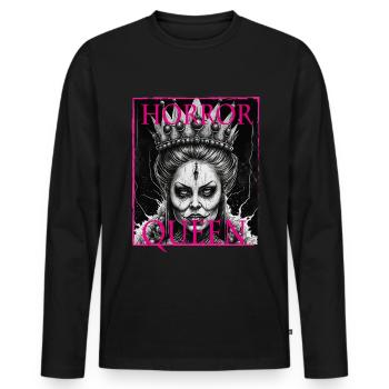 Maléfique Vieille Femme Horreur Gothique Horreur Sorcière Abstrait - T-shirt manches longues Premium bio Homme - noir - Devant - Nico (187cm)