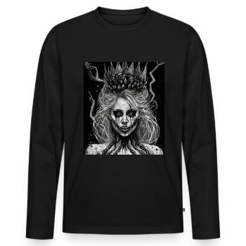 Maléfique Vieille Femme Horreur Gothique Horreur Sorcière Abstrait - T-shirt manches longues Premium bio Homme - noir - Devant - Nico (187cm)