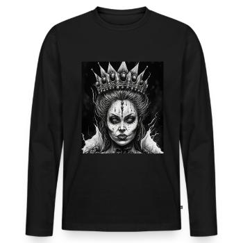 Maléfique Vieille Femme Horreur Gothique Horreur Sorcière Abstrait - T-shirt manches longues Premium bio Homme - noir - Devant - Nico (187cm)