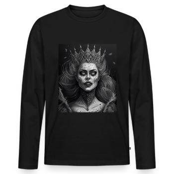 Maléfique Vieille Femme Horreur Gothique Horreur Sorcière Abstrait - T-shirt manches longues Premium bio Homme - noir - Devant - Nico (187cm)