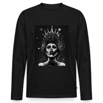 Maléfique Vieille Femme Horreur Gothique Horreur Sorcière Abstrait - T-shirt manches longues Premium bio Homme - noir - Devant - Nico (187cm)