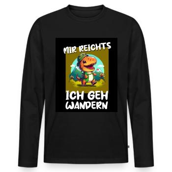 T-Rex Dino Dinosaurier Saurier Wandern Outdoor - Männer Premium Bio Langarmshirt - Schwarz - Vorne - Nico (187cm)