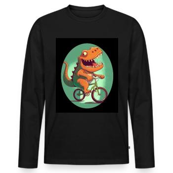 T-Rex Dino Dinosaure Dinosaure Vélo - T-shirt manches longues Premium bio Homme - noir - Devant - Nico (187cm)