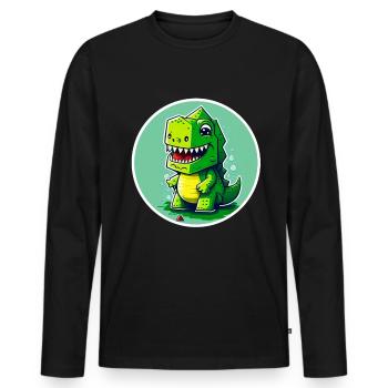 T-Rex Dino Dinosaurier Saurier Geschenk Spielzeug - Männer Premium Bio Langarmshirt - Schwarz - Vorne - Nico (187cm)