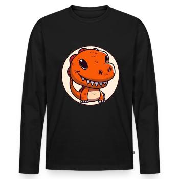 T-Rex Dino Dinosaurier Saurier Geschenk Spielzeug - Männer Premium Bio Langarmshirt - Schwarz - Vorne - Nico (187cm)