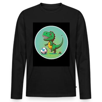T-Rex Dino Dinosaurier Saurier Sport Fussball Kind - Männer Premium Bio Langarmshirt - Schwarz - Vorne - Nico (187cm)