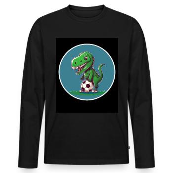 T-Rex Dino Dinosaurier Saurier Sport Fussball Kind - Männer Premium Bio Langarmshirt - Schwarz - Vorne - Nico (187cm)