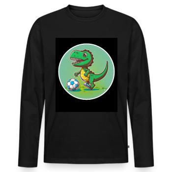 T-Rex Dino Dinosaurier Saurier Sport Fussball Kind - Männer Premium Bio Langarmshirt - Schwarz - Vorne - Nico (187cm)