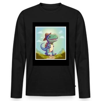 T-Rex Dino Dinosaure Dinosaure Randonnée en plein air - T-shirt manches longues Premium bio Homme - noir - Devant - Nico (187cm)