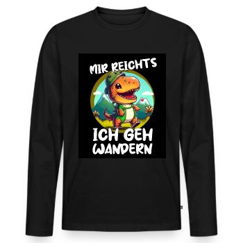 T-Rex Dino Dinosaurier Saurier Wandern Outdoor - Männer Premium Bio Langarmshirt - Schwarz - Vorne - Nico (187cm)