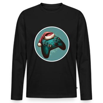 Gamer Gaming Controller Gamepad Noël - T-shirt manches longues Premium bio Homme - noir - Devant - Nico (187cm)