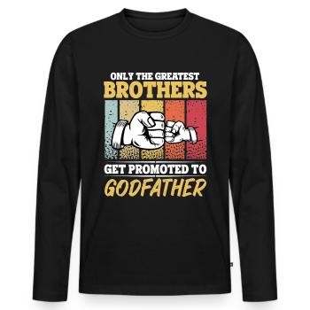 Seuls les plus grands frères sont promus - T-shirt manches longues Premium bio Homme - noir - Devant - Nico (187cm)