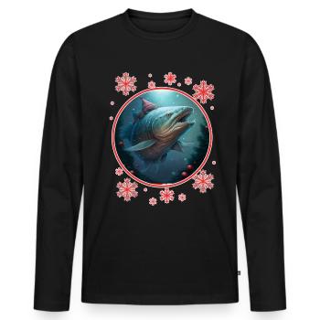 Pêche Pêcheur Pêcheuse Noël Pêcheur Poisson - T-shirt manches longues Premium bio Homme - noir - Devant - Nico (187cm)