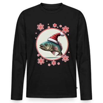 Pêche Pêcheur Pêcheuse Noël Pêcheur Poisson - T-shirt manches longues Premium bio Homme - noir - Devant - Nico (187cm)