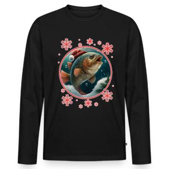 Pêche Pêcheur Pêcheuse Noël Pêcheur Poisson - T-shirt manches longues Premium bio Homme - noir - Devant - Nico (187cm)
